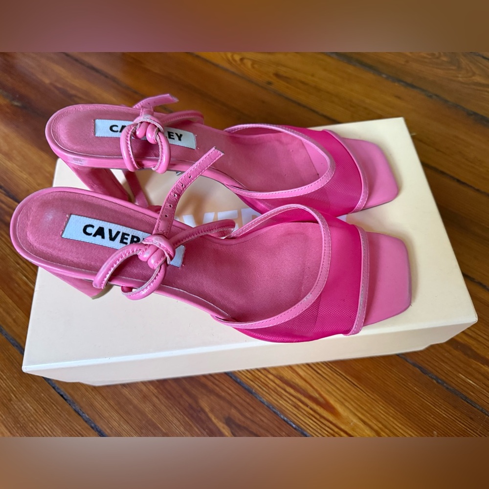 Caverley (Anthropologie) Hot Pink Low Heel Sandals